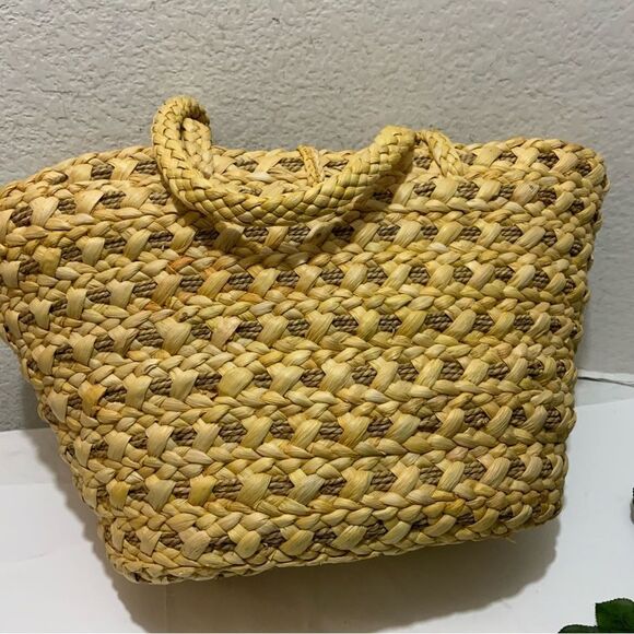 Lancome Extra Large Straw Woven Braided Tote Shoulder Bag 18x11x7" - Picture 3 of 11